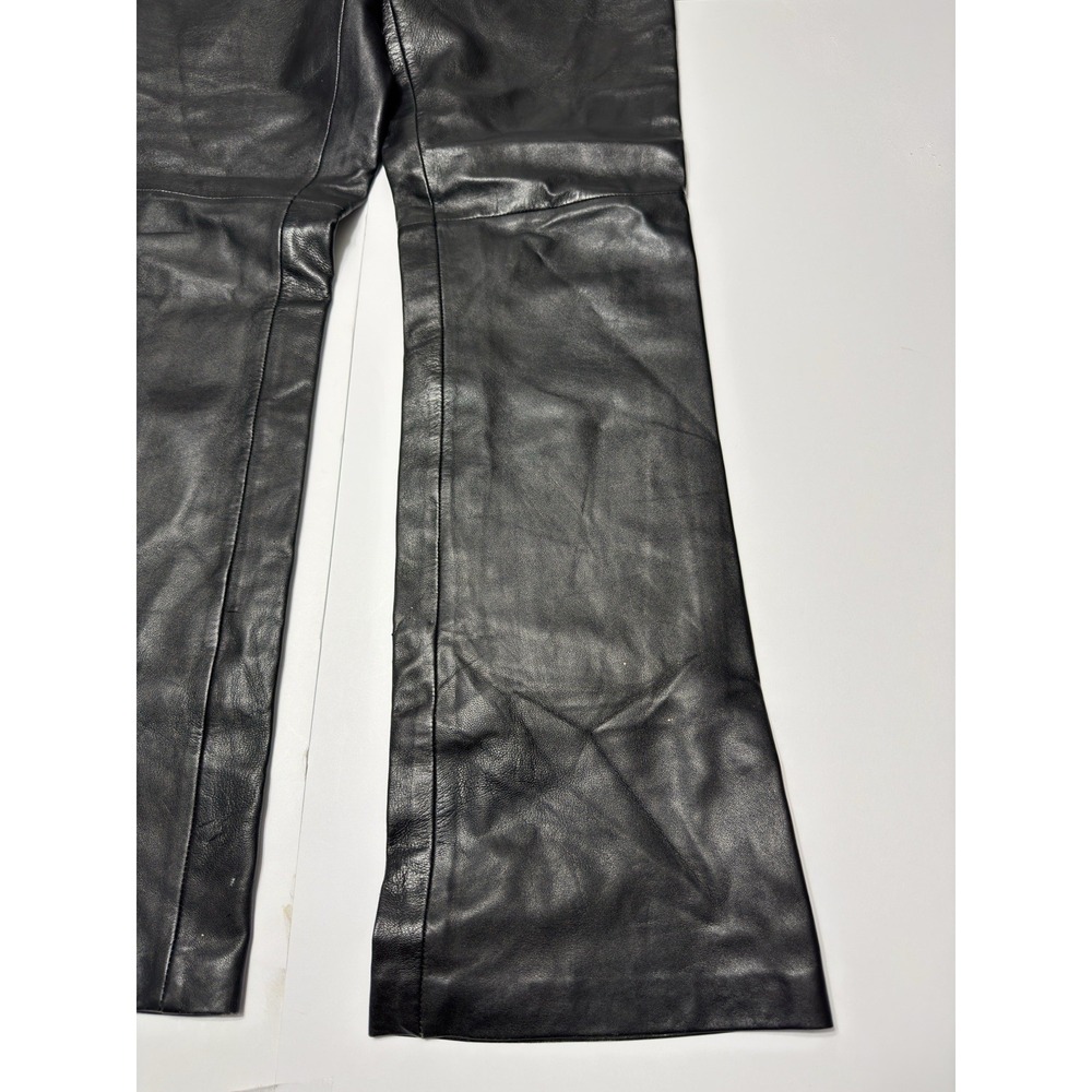 Cache Women's 100% Leather Black Bootcut Flare Pants Size 4 Y2K Vintage Boho 32" - Picture 4 of 12